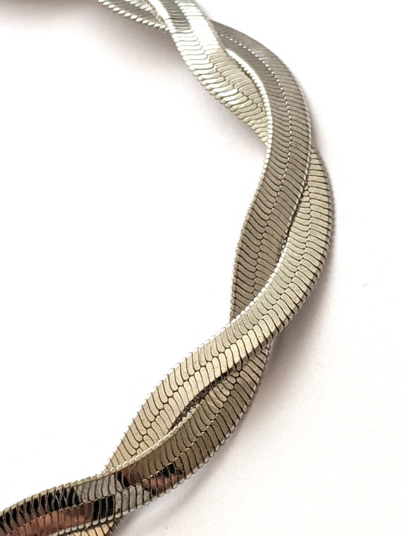 Silver Herringbone Two Strand Woven Chain, Ladies… - image 5