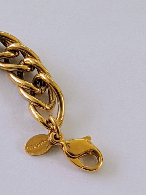 Signed Monet Gold Tone Thick Link Bracelet, Vinta… - image 4