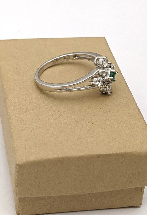 Sterling Silver Emerald Solitaire Ring, Vintage R… - image 10
