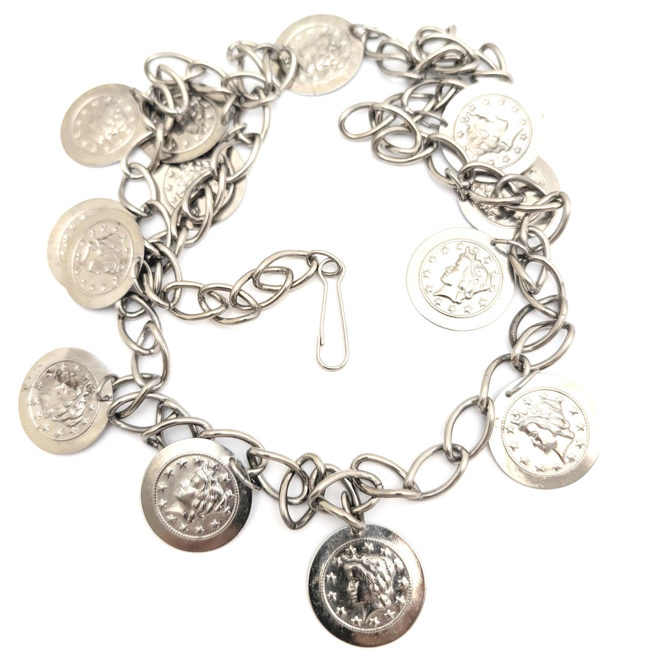 Vintage Lucky Penny Faux Coin Chain Silver Tone Belt Lucky Penny Belt - Etsy main image 4