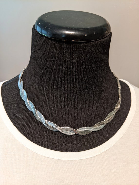 Silver Herringbone Two Strand Woven Chain, Ladies… - image 2