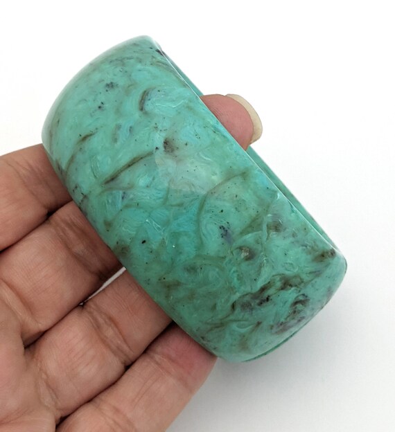 Faux Turquoise Plastic Resin Wide Cuff Bracelet, … - image 3