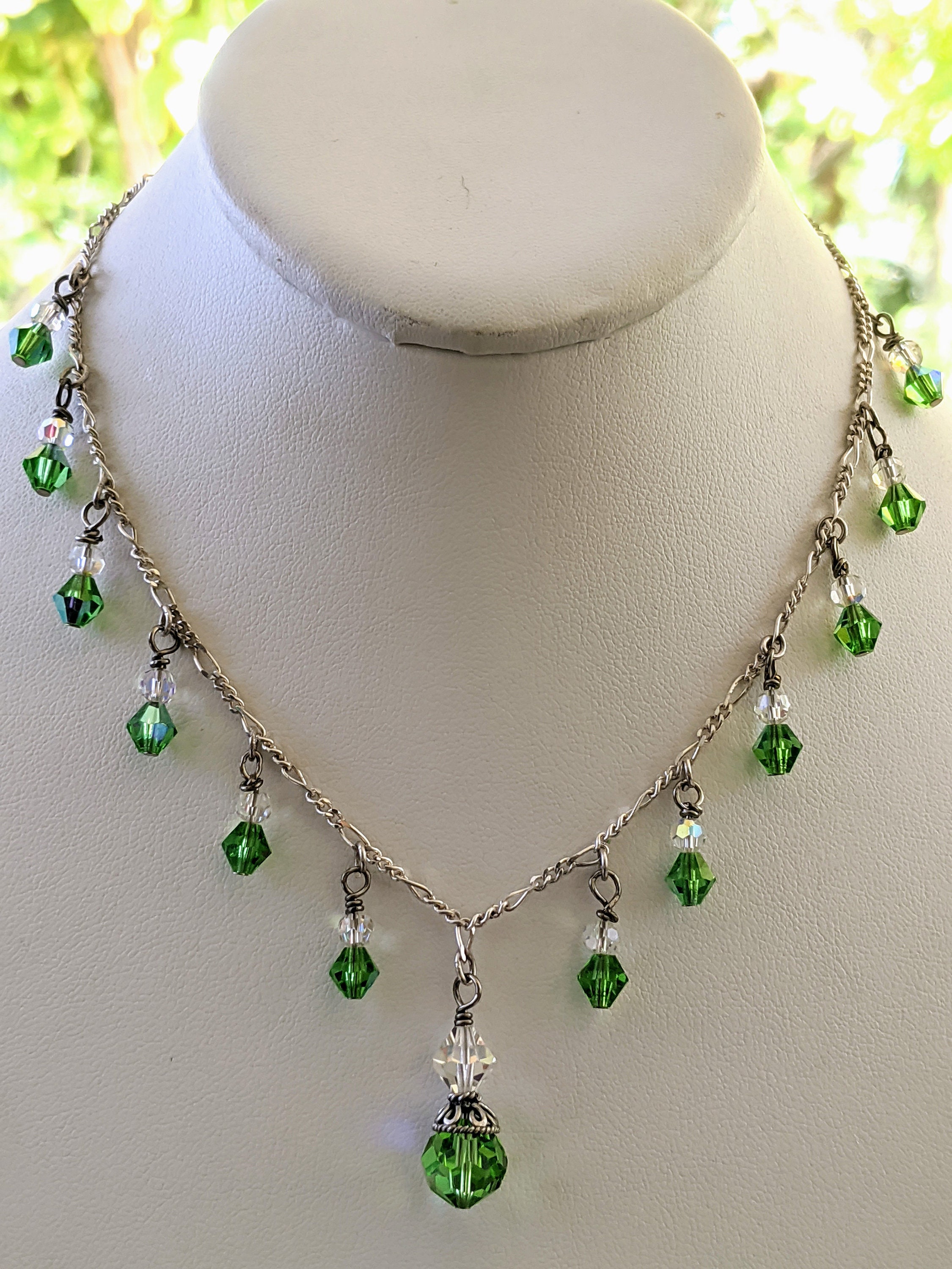 925 Sterling Silver Faceted Glass Bead Necklace and Earrings Etsy