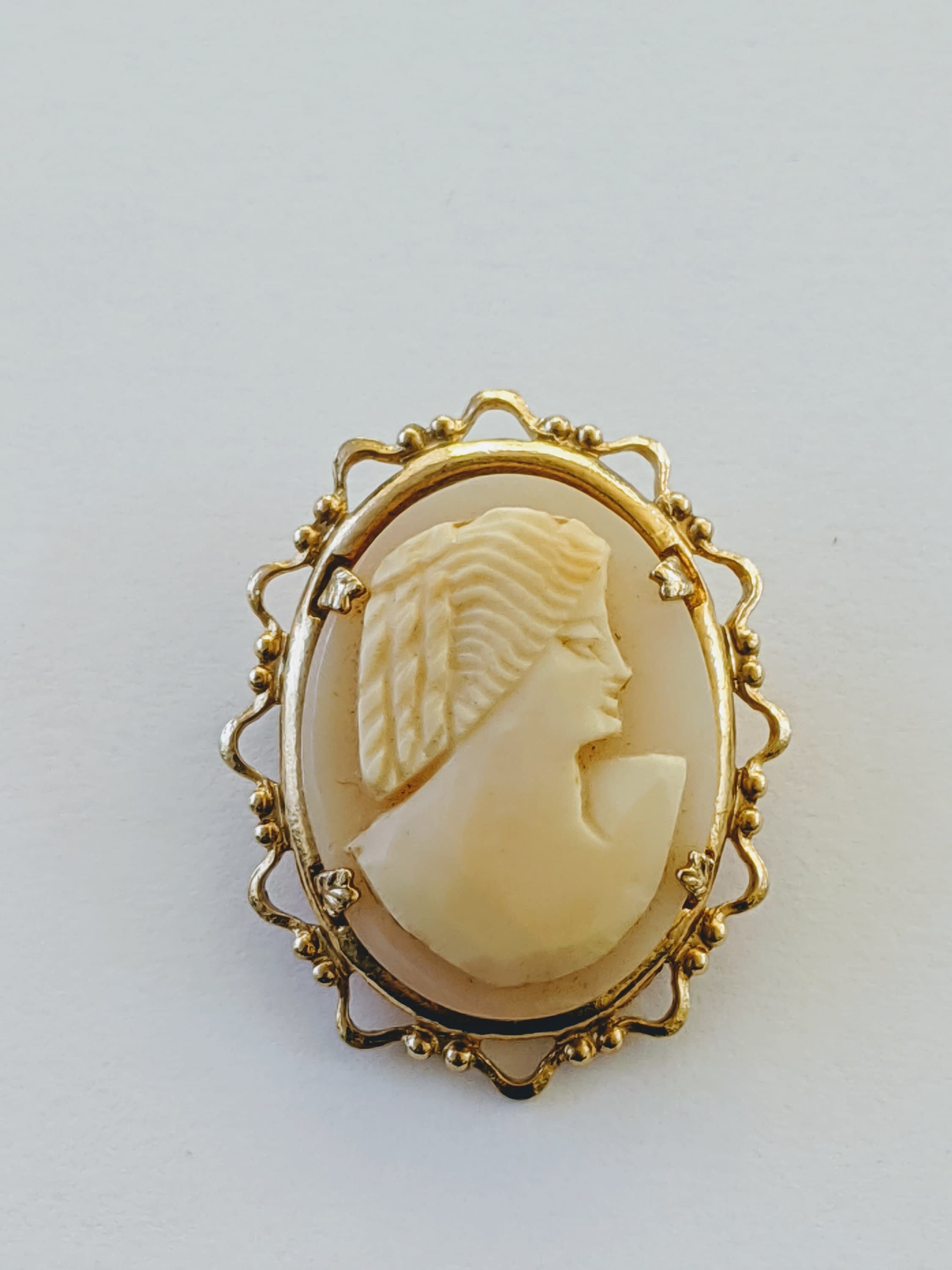 Cameo Brooch Rhinestone Brooch Small Brooch Gold Brooch Victorian Style Brooch