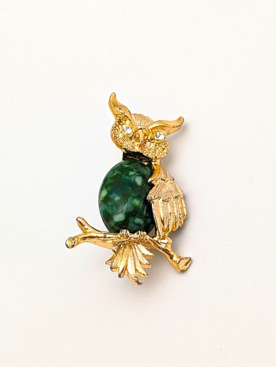 Vintage Gerry's Gold Tone Jelly Belly Green Glass… - image 6