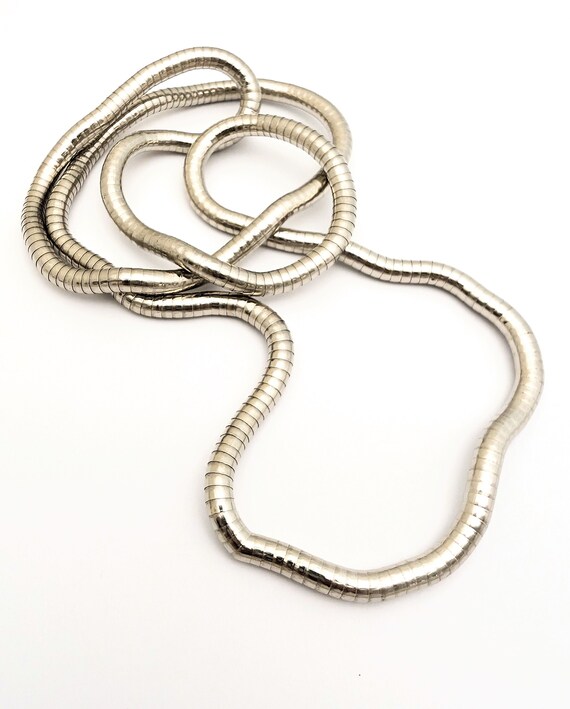Silver Tone Articulated Snake Chain Necklace, Vin… - image 4
