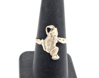 Vintage Frog Ring, 925 Solid Sterling Band, Sterling Silver Rainforest Jewelry,