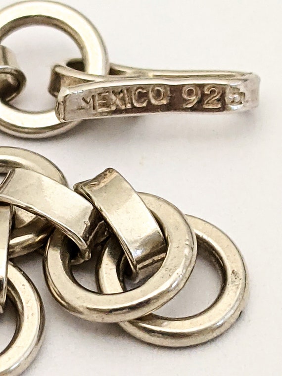 925 Mexico Solid Sterling Silver Circle Link Brac… - image 5