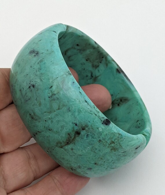 Faux Turquoise Plastic Resin Wide Cuff Bracelet, … - image 7