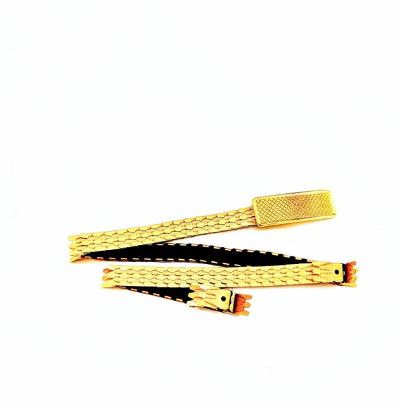 Vintage 70s Fish Scale Elastic Belt, Vintage Gold… - image 1