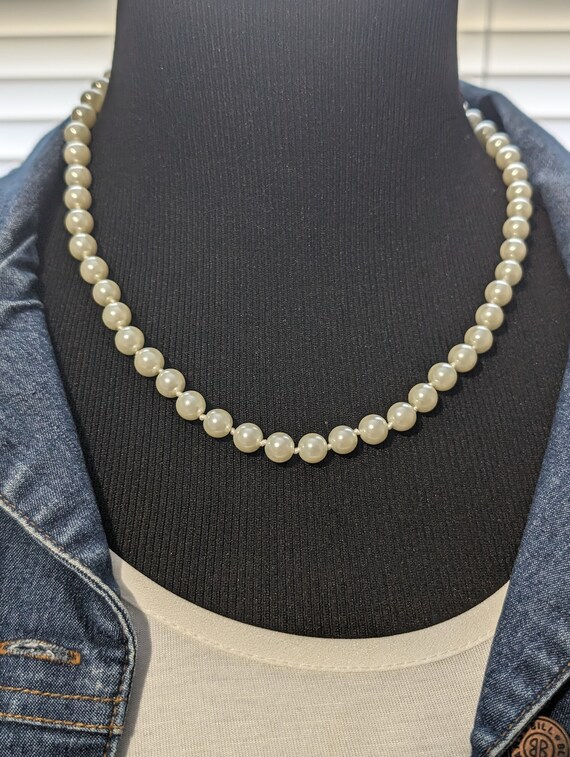 Vintage Faux Glass Pearls With Brass Clasp, Vinta… - image 2