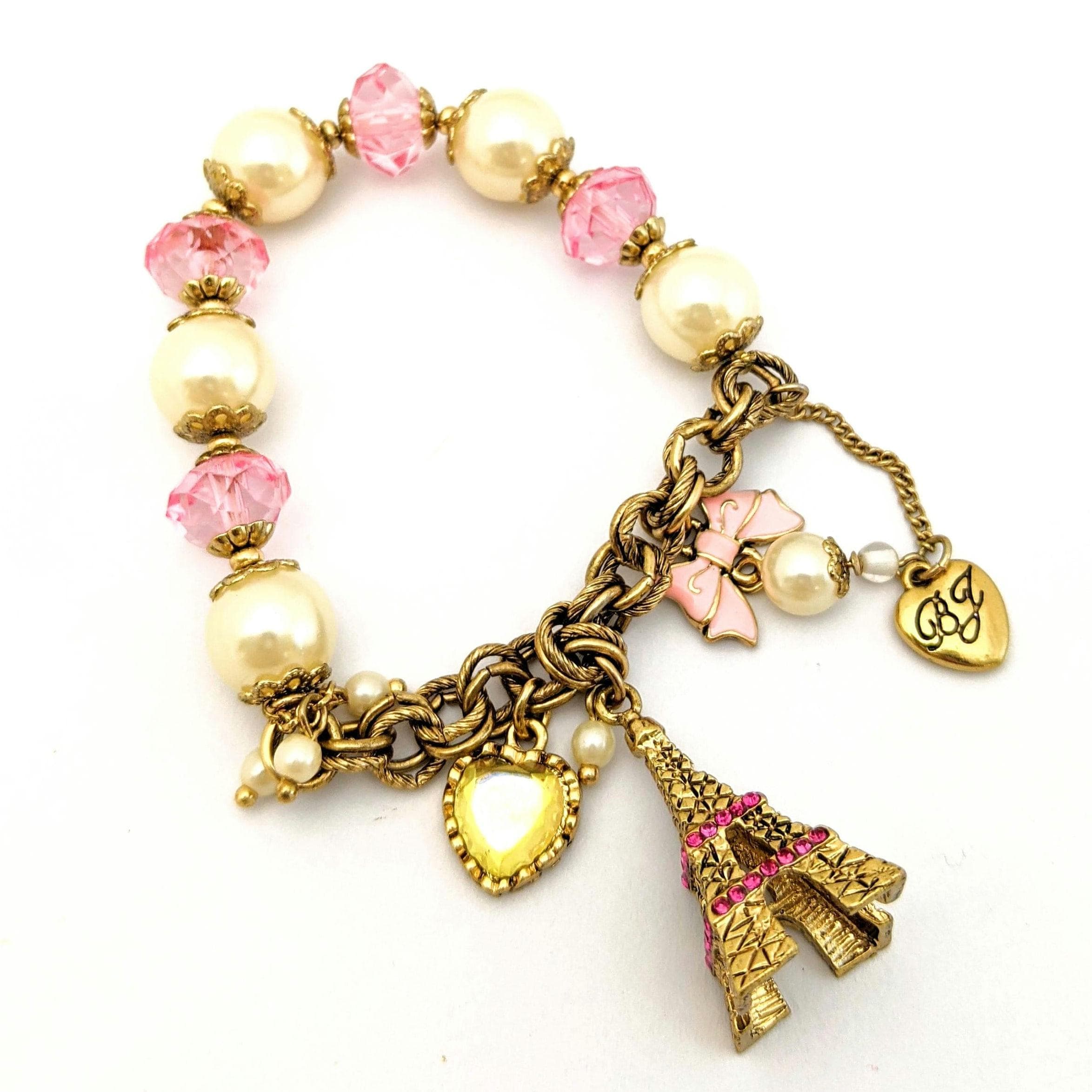Betsy Johnson Beaded Charm Bracelet, Paris Efiel Tower Charm 