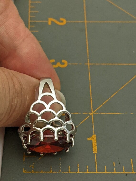 Large Red Stone Ring, Big Red Glass Stone Ring,  … - image 10