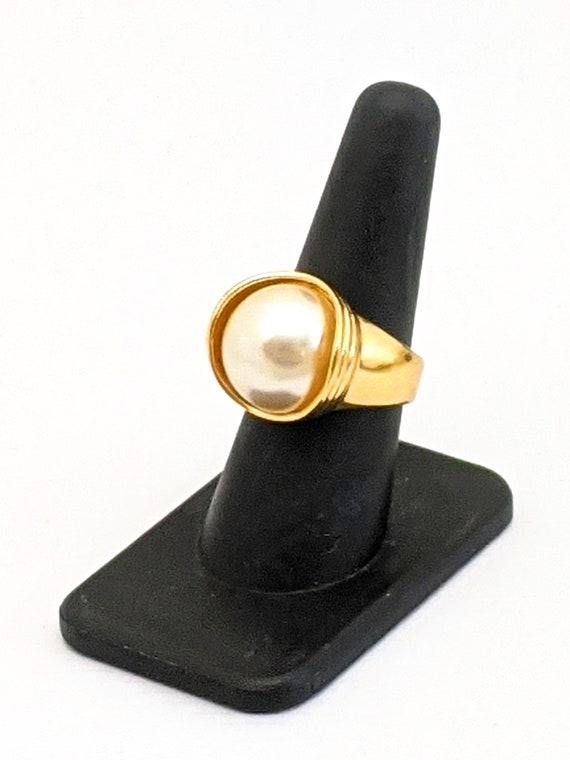 Vintage Large Faux Pearl Statement Ring, Large Fau