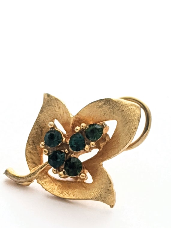 Vintage Green Clip On Rhinestone Earrings, Vintag… - image 5