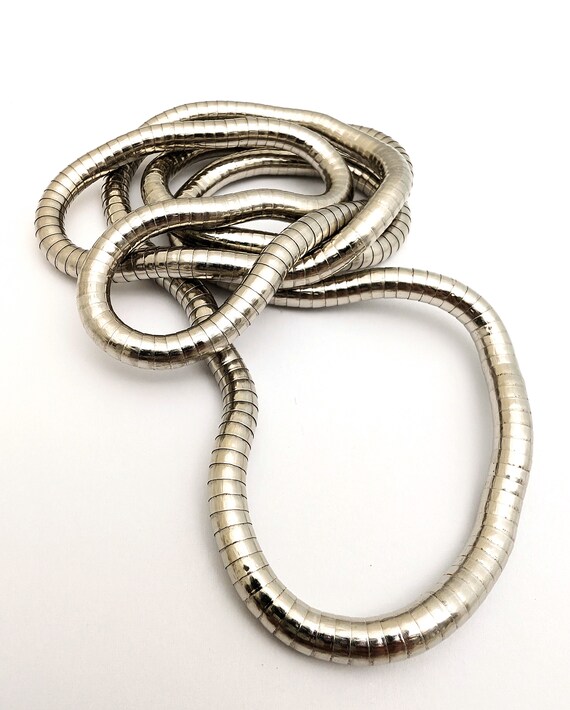 Silver Tone Articulated Snake Chain Necklace, Vin… - image 6