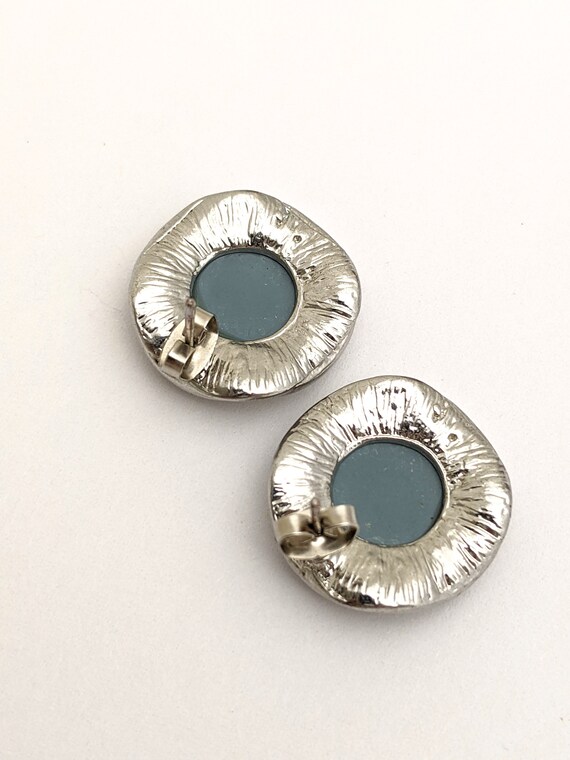 Large Round Rhinestone Stud Earrings, Large Color… - image 5