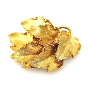 Vintage Gold Tone Leaves Brooch, Large Gold Tone Brooch, Fall Jewelry