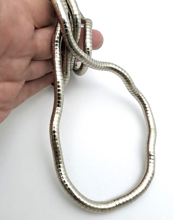 Silver Tone Articulated Snake Chain Necklace, Vin… - image 5
