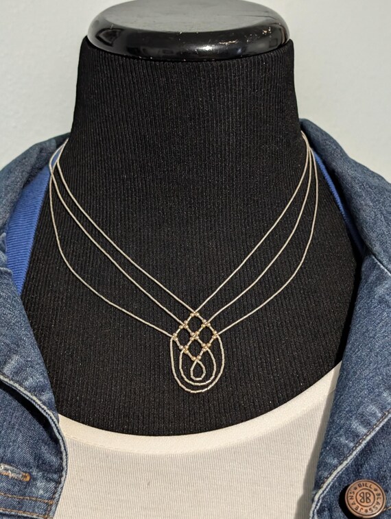 Liquid Silver Multi Strand Beaded Southwestern St… - image 2