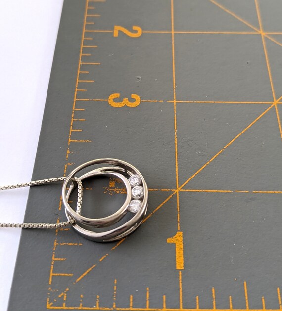 925 Sterling Silver CZ Circle Pendant Necklace, V… - image 7