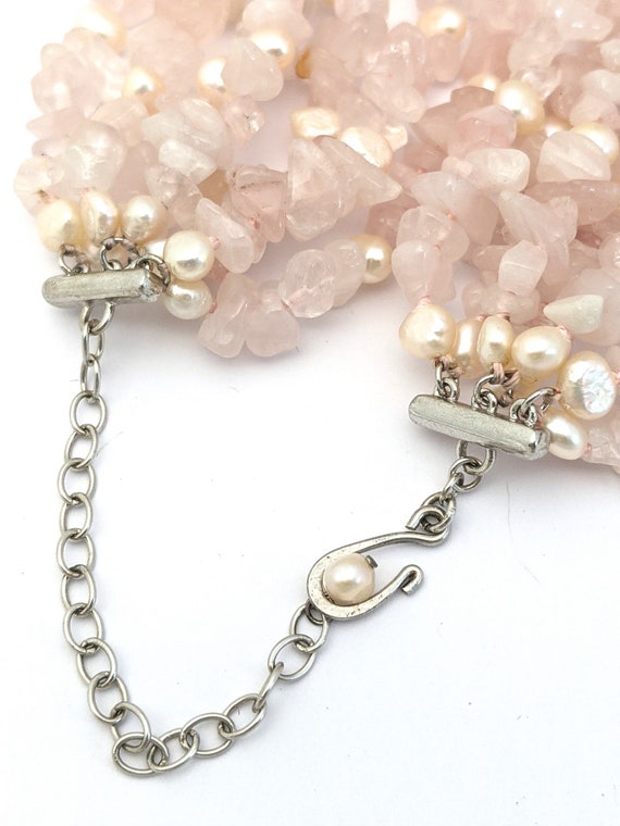 Rose Quartz Multi Strand Beaded Necklace, Vintage… - image 9