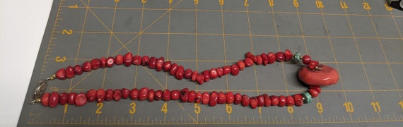 Vintage Red Coral And Turquoise Beaded Necklace, … - image 10