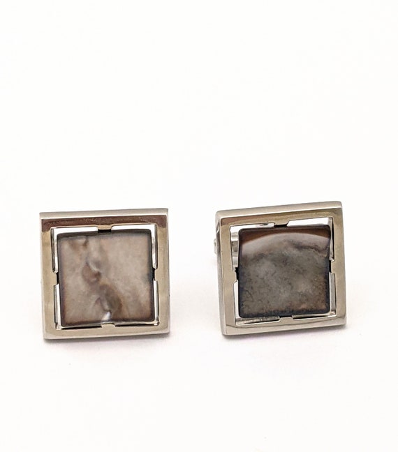 Sarah Coventry Silver Square Mother Of Pearl Cuffl