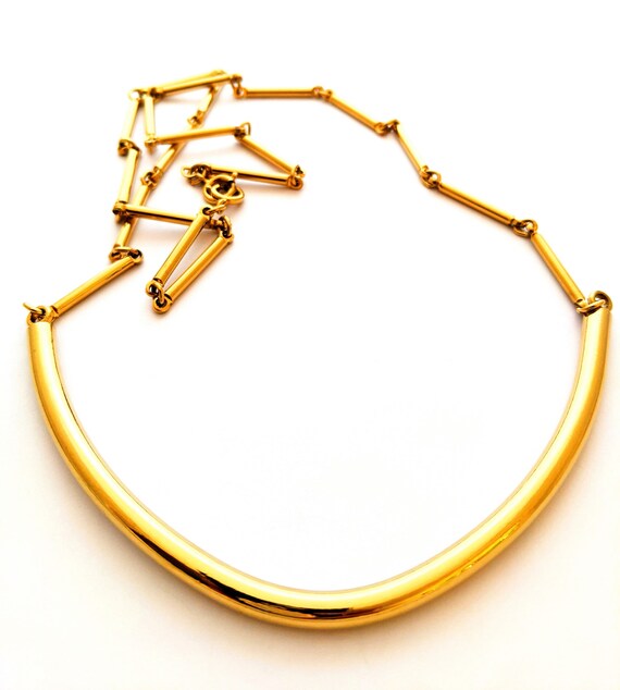 Signed Sarah Coventry Gold Tone Necklace, Minimal… - image 2