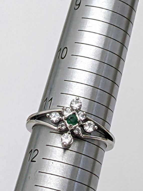 Sterling Silver Emerald Solitaire Ring, Vintage R… - image 2