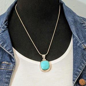 Sterling Silver Turquoise Pendant Necklace, Sterling Silver Gold Matrix Turquoise Necklace, Large Gemstone Pendant