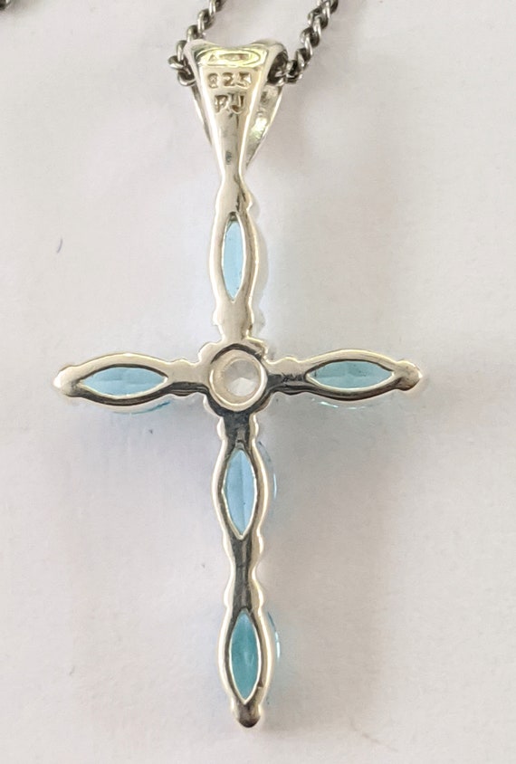 Sterling Silver Blue Stone Pendant Necklace, Vint… - image 7