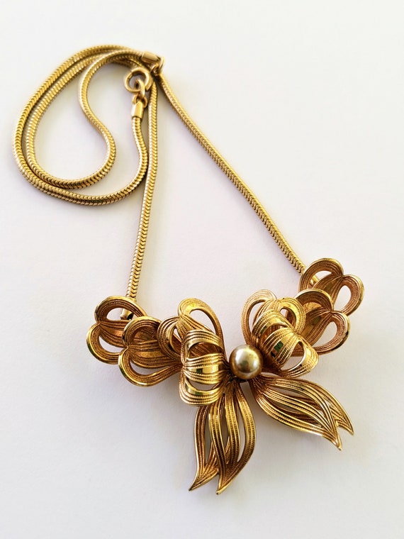 12k Gold Filled Ribbon Bow Choker Necklace, Gold T