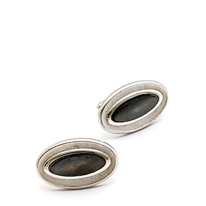 Swank Silver Oval Mother Of Pearl Cufflinks, Vintage Pearl Cufflinks, Vintage 70s Mens Suit Accessories