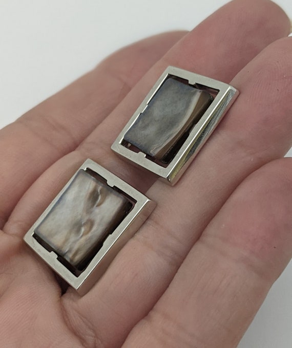 Sarah Coventry Silver Square Mother Of Pearl Cuff… - image 3