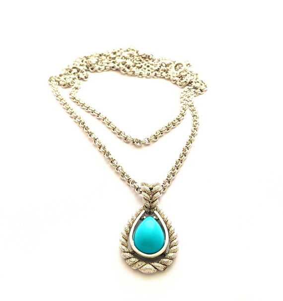 Vintage Avon Faux Turquoise Pendant Necklace, Vint