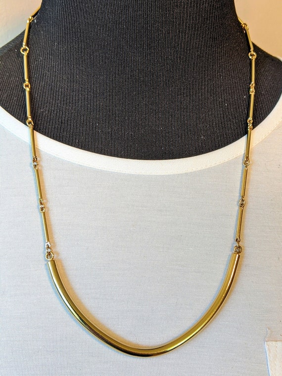 Signed Sarah Coventry Gold Tone Necklace, Minimal… - image 1