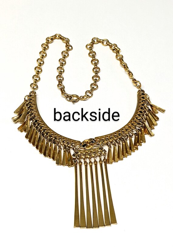 Vintage Gold Tone Fringe Choker Necklace, 1960s G… - image 5