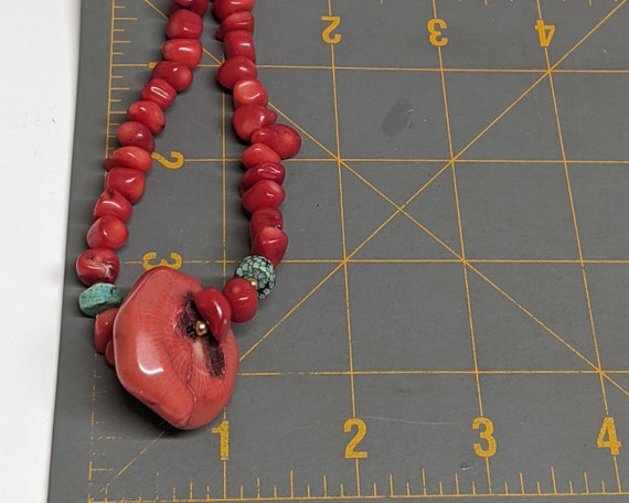 Vintage Red Coral And Turquoise Beaded Necklace, … - image 9
