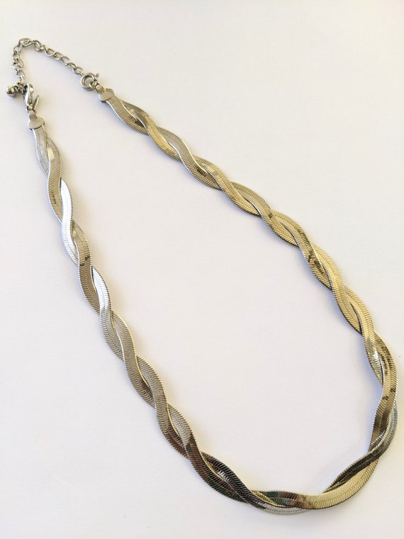 Silver Herringbone Two Strand Woven Chain, Ladies… - image 6