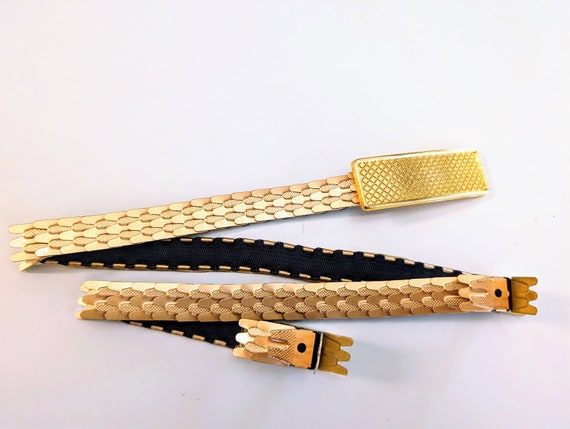 Vintage 70s Fish Scale Elastic Belt, Vintage Gold… - image 7