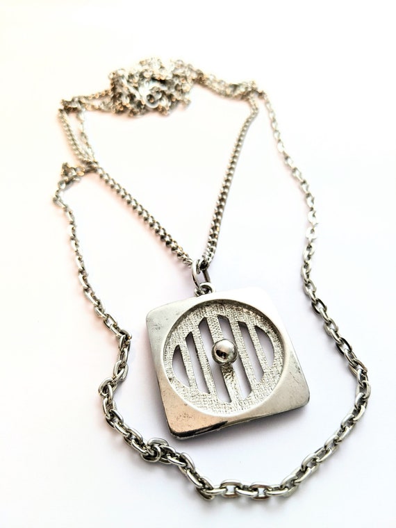 Celebrity NY Silver Tone Cut Out Square Pendant N… - image 1