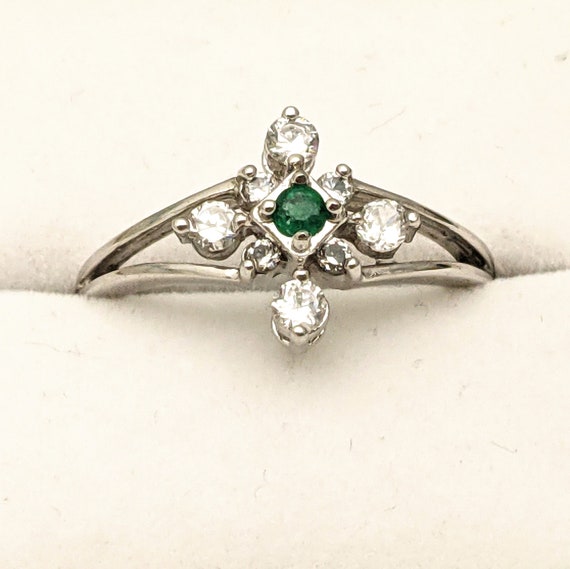 Sterling Silver Emerald Solitaire Ring, Vintage R… - image 7