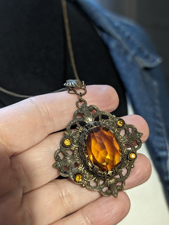 Antique Victorian Edwardian Faceted Orange Glass … - image 4