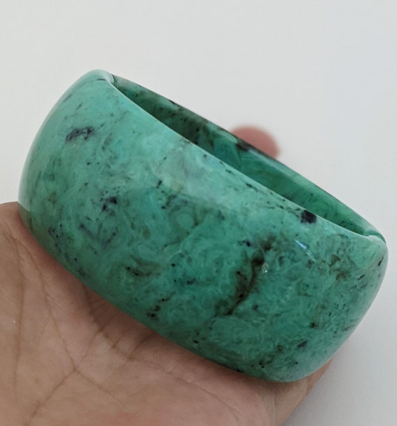 Faux Turquoise Plastic Resin Wide Cuff Bracelet, … - image 4