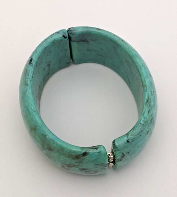 Faux Turquoise Plastic Resin Wide Cuff Bracelet, … - image 6