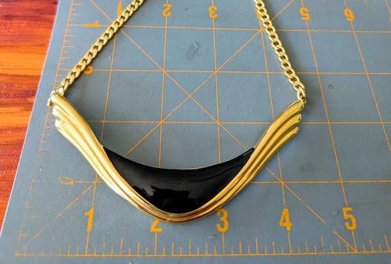 Short Black Enamel Vintage Choker Necklace, Vinta… - image 10