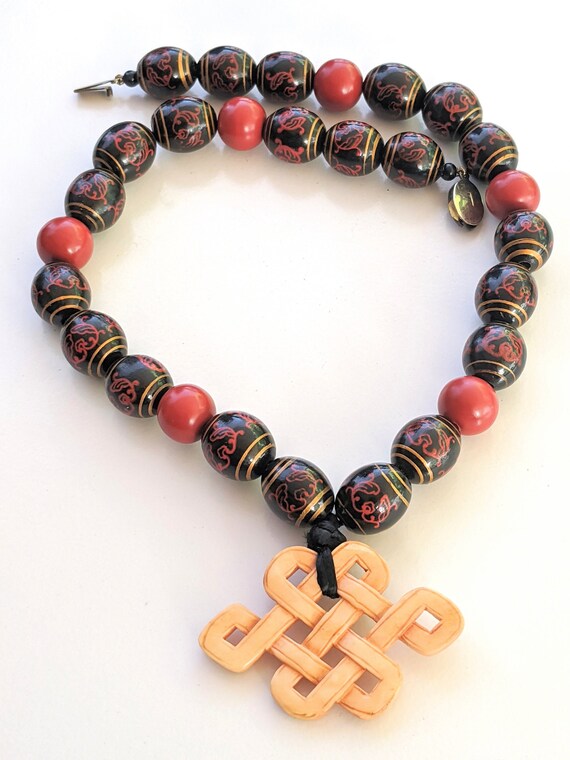 1940's Art Deco Bakelite Bead Necklace, Large Bake
