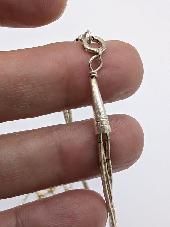 Liquid Silver Multi Strand Beaded Southwestern St… - image 8