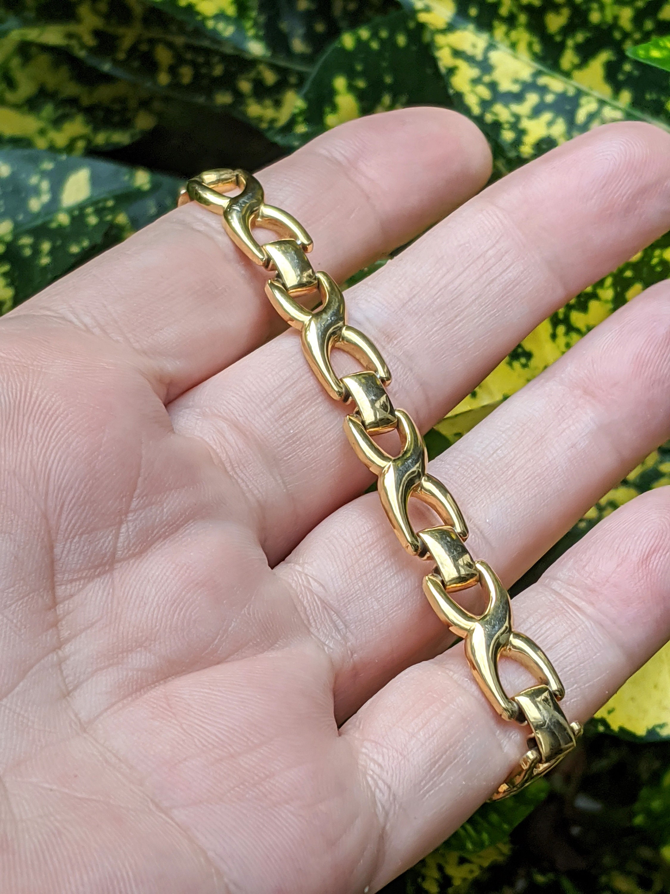 Signed Monet Gold Tone Link Bracelet, Designer Signed Gold
